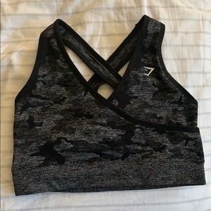 Gymshark camo sports bra black